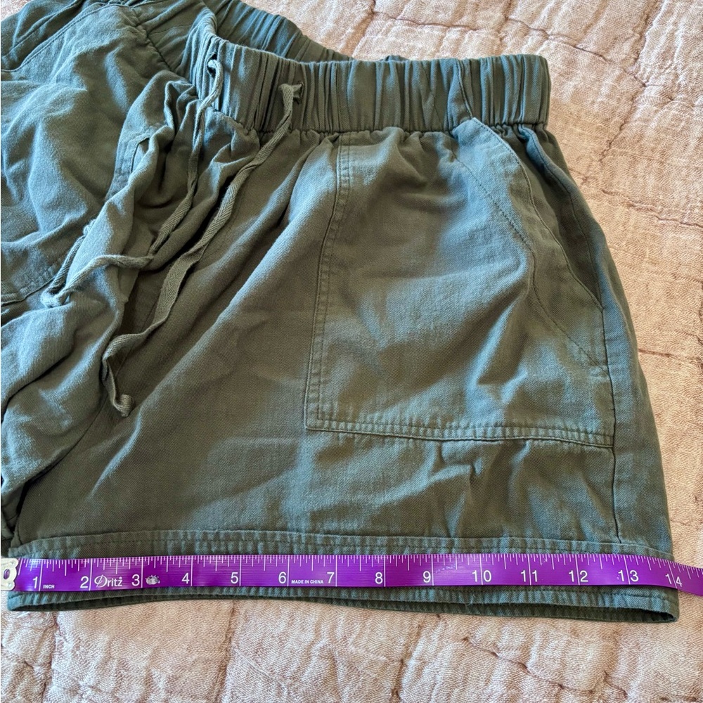 Lily Clothing 100% Cotton Drawstring Shorts, Olive Green, Size XL - Picture 6 of 9